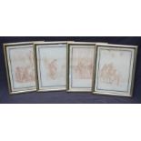 A series of twelve 19th century German Sanguine lithographs depicting classical and domestic scenes.