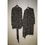 Two piece pattern standard reversible coat and top, black and white floral size large Formally the