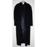 A long black coat, 100% cashmere, made in Canada size large Formally the property of the late Jessy