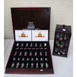 A Danbury Mint BBC Doctor Who chess set. Thirty eight pewter figures from the series in a fitted box