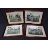 David Hinchcliffe, a series of four signed and re-marqued cricketing prints 24 x 33cm