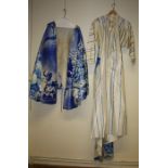 A large blue and white stage dress and kimono style jacket Formally the property of the late Jessye