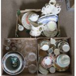 Three boxes of assorted ceramics and glass. To include Chinese, a large Staffordshire figure,