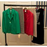 A Jade Green Daks sample size 12-14 (sample). A Red Blazer by Daks size 12-14 sample with brass