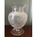 A late 19th Century clear cut glass fish design vase, height 22cm.