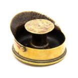 A WW1 trench art shell ink stand, in the form of an officer's cap, diameter 10cm