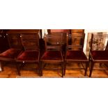 A set of six George III mahogany dining chairs, bar splats, drop in seats (6)