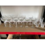 A set of twelve Waterford clear cut glass hock glasses and a set of six other clear cut glass