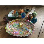 A collection pf Mdina and other studio glass paperweights and decorative vessels (9)