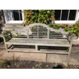 A wooden garden bench after a design by Edwin Lutyens, from Dunston Hall, Chesterfield