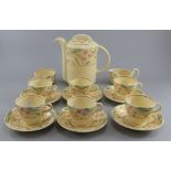An early twentieth century art deco period floral decorated Bristol Pottery pattern tea service,