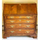 A George III mahogany cross-banded bureau,