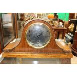 A 1930/40's oak cased mantel clock, silvered face with Arabic numerals