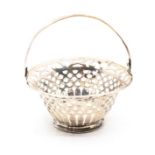 A George V silver bon bon basket, swing handle, pierced throughout, maker William Devenport,