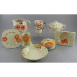A mixed group of early twentieth century art deco period floral decorated wares, c. 1910-30.