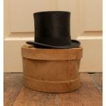 A silk top hat by Dunn & Co. in original cardboard hat box (1)