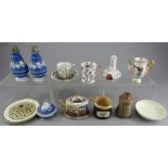A collection of nineteenth and twentieth century miniature ceramics to include: A pair of Dudson