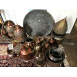 A large assorted parcel of assorted decorative Middle Eastern bazaar metalwork, copper, brass and