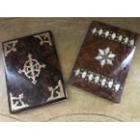 A Victorian burr walnut desk pad and another with simulated burr walnut finish (2)