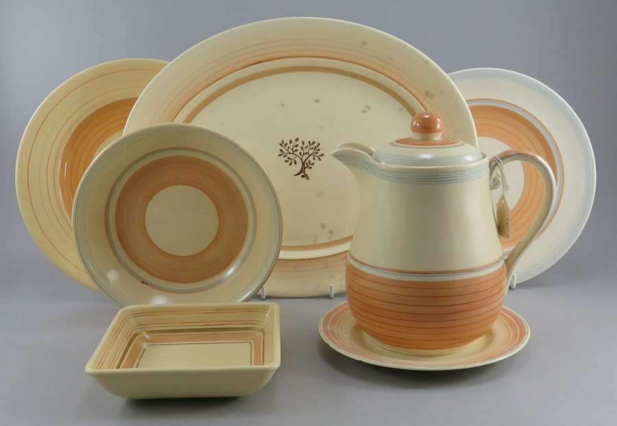 A group of early twentieth century art deco period Grays Pottery wares, c. 1910-30. Comprising of: a