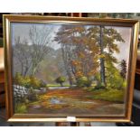 English School (20th Century) Woodland Scene oil on canvas,  signed lower right