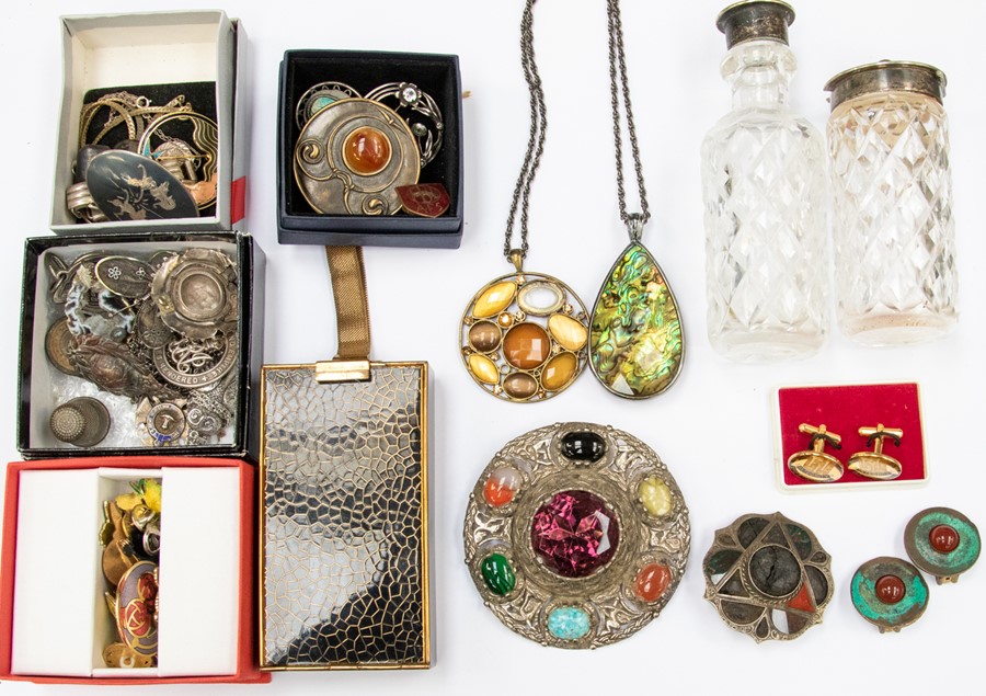 A collection of assorted white metal and silver costume jewellery some pieces set with various gem