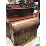 Victorian mahogany canter front pull out desk, with green leather interior, 155cm high, 107cm