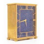 A Jaeger le Coultre mantel clock, mid-20th Century, the gilt brass case of rectangular outline,
