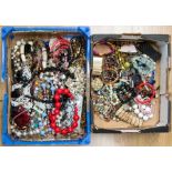 A large collection of assorted costume jewellery, including 50 various bracelets and 50 various