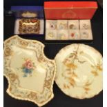 A collection of Royal Crown Derby comprising miniatures, Imari 1128 pattern trinket dish, a hand