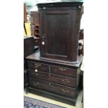 A mid 18th Century oak chest of drawers, fitted with two short and two long graduated drawers,