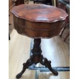 William IV rose mahogany sewing table with lion feet