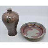 Jurnyao dish and copper rep Meiping vase