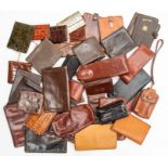 A collection of recent and vintage leather and crocodile Gentleman's accessories, including