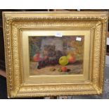 A pair of late 19th Century oil on boards, still life, signed bottom right, GJ Banies