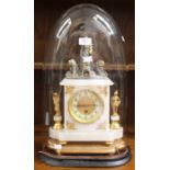 A late 19th Century French alabaster and gilt spelter domed mantle clock with effigy of Britannia