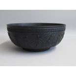 A Large Wedgwood Black Basalt Bowl, with classical maidens and Acanthus borders Date: Mid 20th