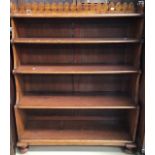 Victorian mahogany five shelf waterfall bookcase, 135cm high, 108cm wide, 38cm deep