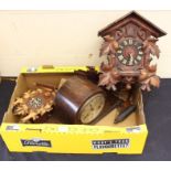 A 1950's Black Forest style cuckoo clock, a 1940's mantle clock and another cuckoo clock (3)