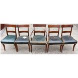 A set of five early 19th Century mahogany dining chairs, comprising a carver chair and four side