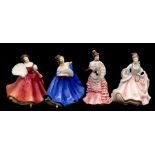 Four Royal Doulton figures comprising Elaine HN2791 Tissot Lambitieuse HN3359, First Waltz HN2862