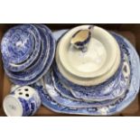 A collection of blue and white Spode pottery, 20th Century to include jugs, candlesticks,