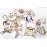 A collection of silver, unmarked white metal possibly continental silver and white metal jewellery