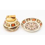 Royal Crown Derby 1128 Imari table lighter and pin dish CR both second quality, no chips or cracks