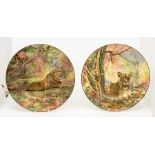 Two Royal Doulton African Series Ware cabinet plates, comprising African Game Reserve and Lion &