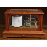 A Rapport Russell Barograph barometer, London, fitted in a mahogany case, having a single drawer,