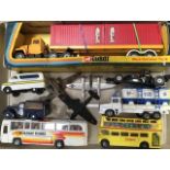 Vintage Corgi die cast vehicles to include Corgi Major Mack Container Truck no.1106 in damaged
