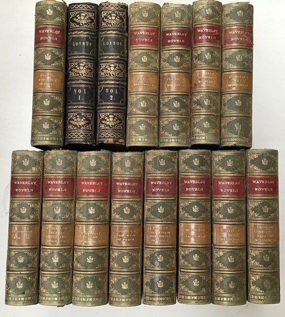 A collection of Walter Scott Waverley novels, late 19th Century, 13 in total, plus Tallis