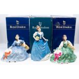 Royal Doulton Lady Figures x 3 in boxes, ''Elyse, 'Helen and Elyse''