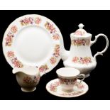A Colclough tea and dinner set, comprising coffee pot, teapot, cups and saucers, side plates,